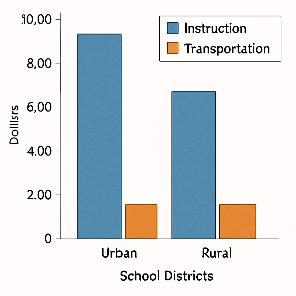 A chart showing disparities in spending on instruction versus transportation.
