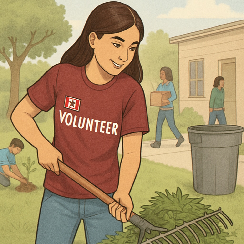 A student in Canada participating in a community service activity, showcasing their commitment to holistic development. Canadian student engaged in community service, highlighting resume skills.