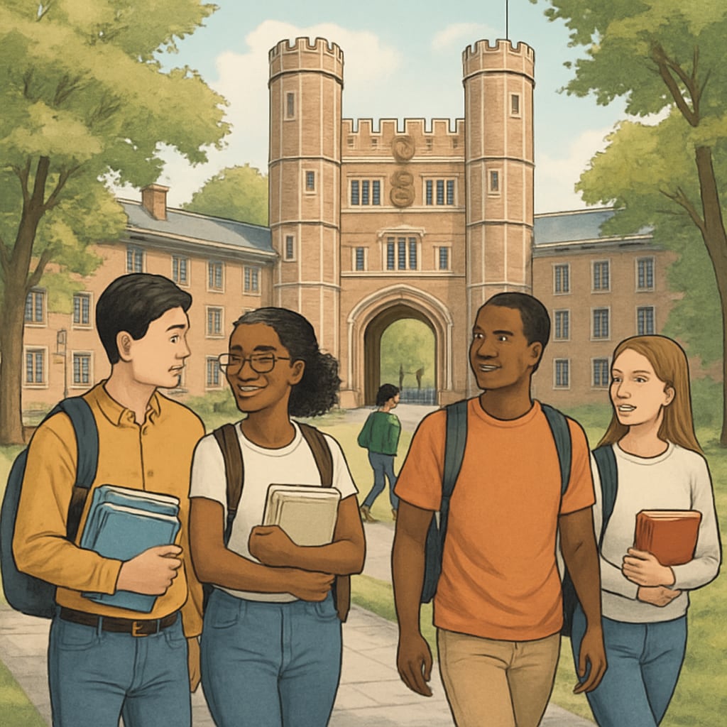 Students walking through Princeton’s campus, representing the diversity and challenges of modern higher education. Princeton University students walking on campus, reflecting modern educational challenges.