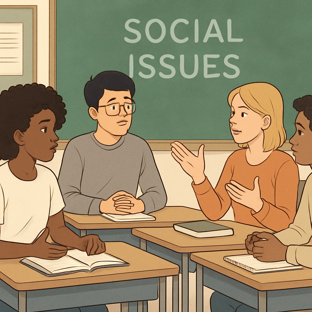Students discussing social issues related to 