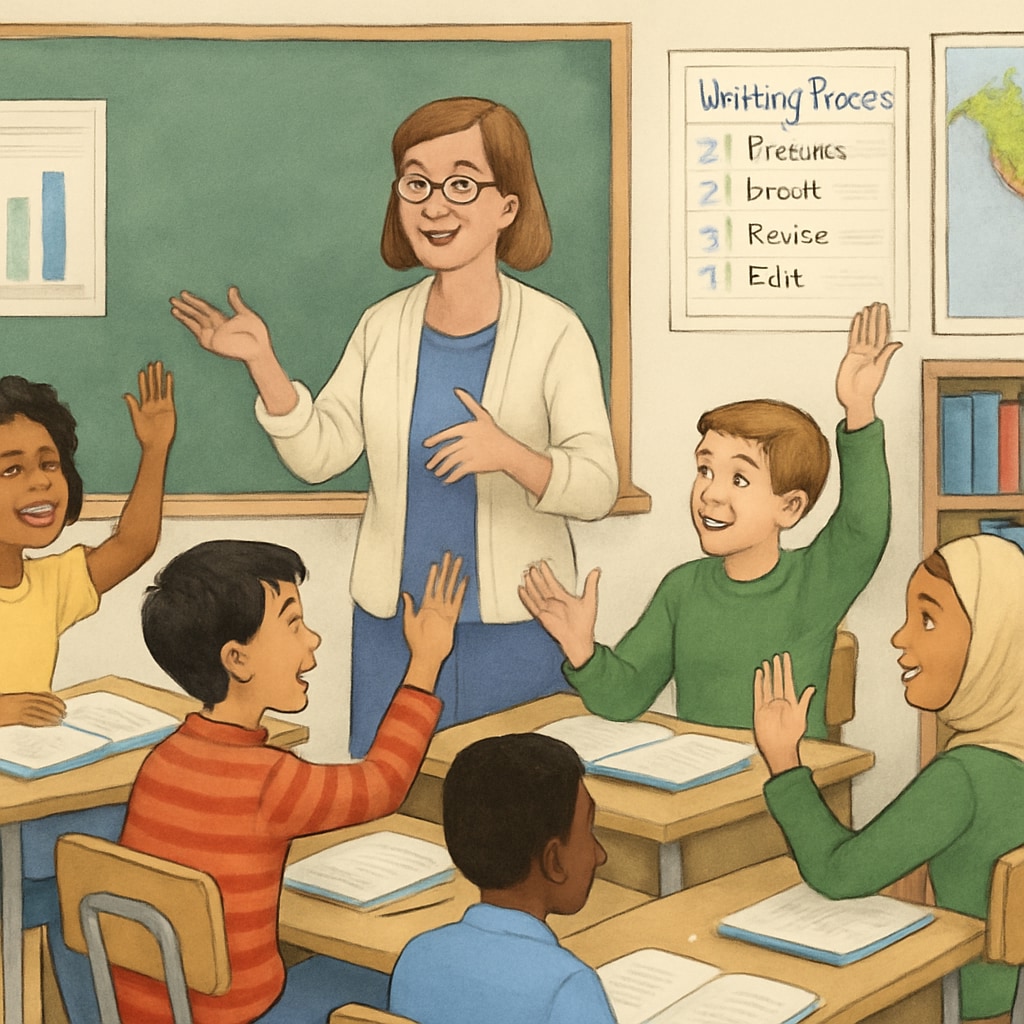 A classroom with students actively participating in a discussion, representing the value of diverse viewpoints in education. Classroom discussion emphasizing diverse perspectives in education.