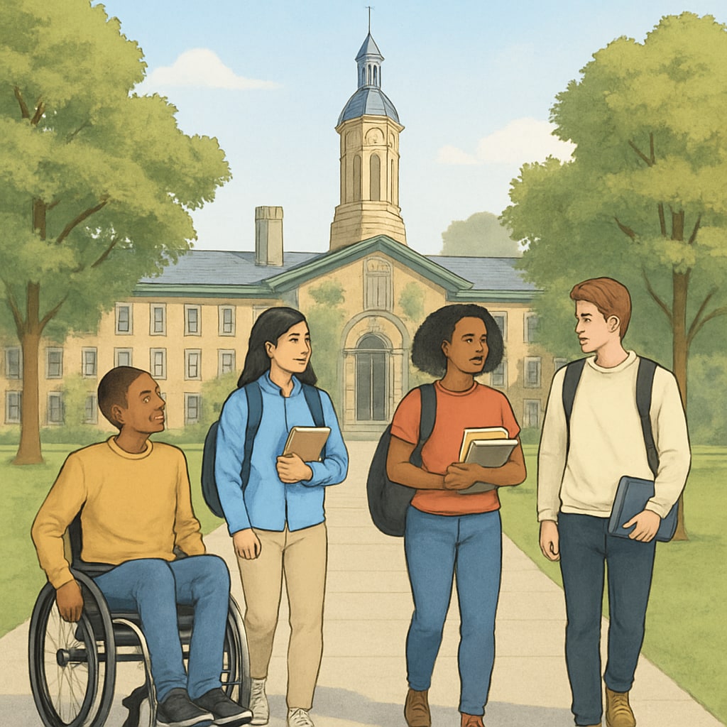 Students on Princeton campus discussing inclusivity and accessibility