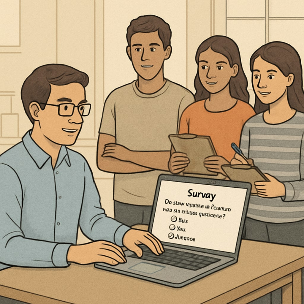 Researcher conducting a survey on short videos and tourism decisions.