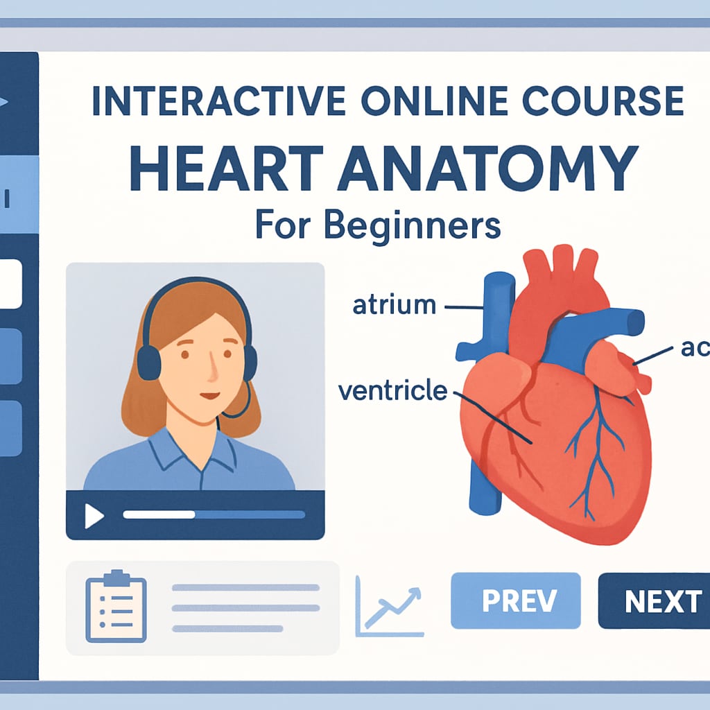 Interactive online course platform teaching heart anatomy