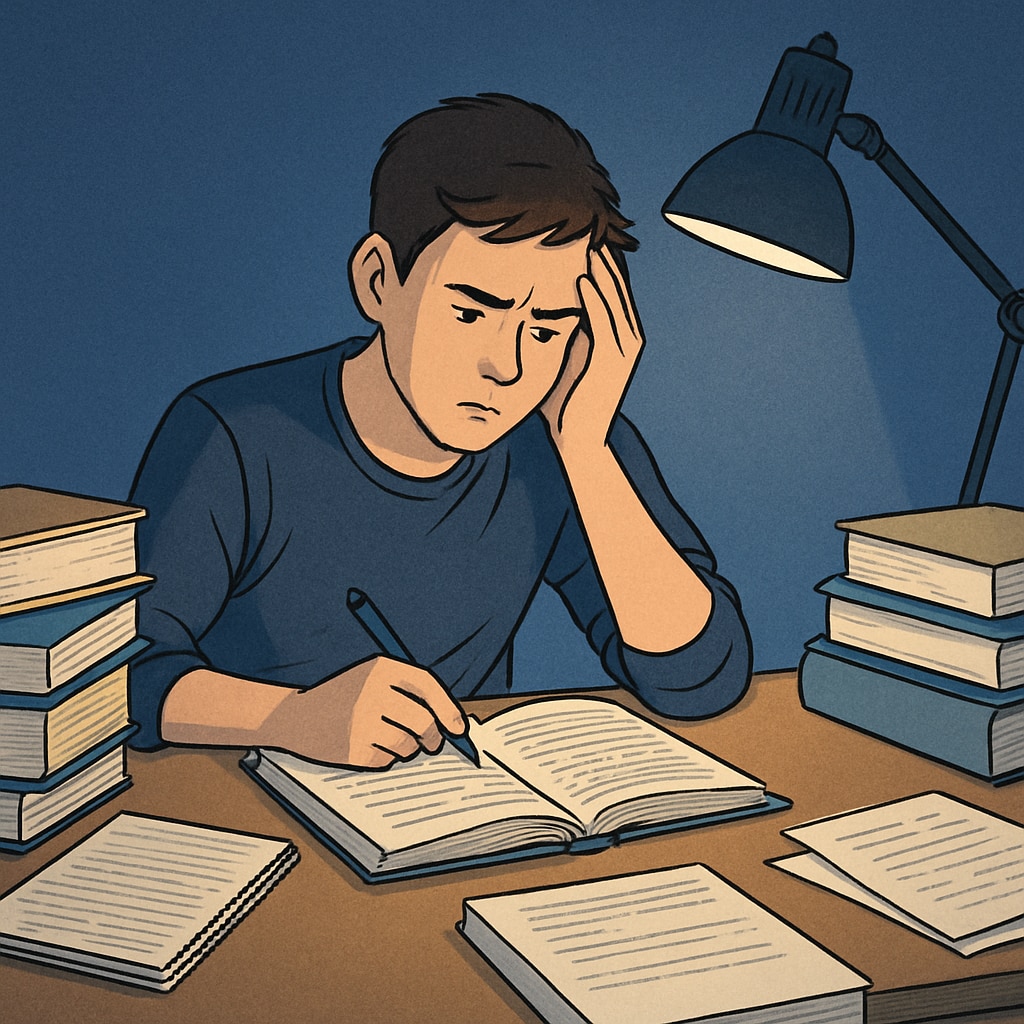 High school student balancing late-night study sessions and work responsibilities.