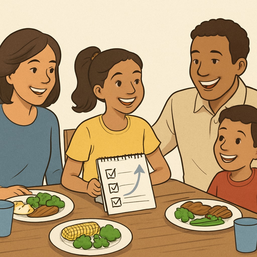 Family supporting teenager in developing healthy habits and motivation