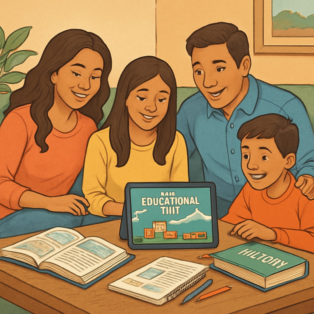 Family watching short videos to decide on K12 travel plans.