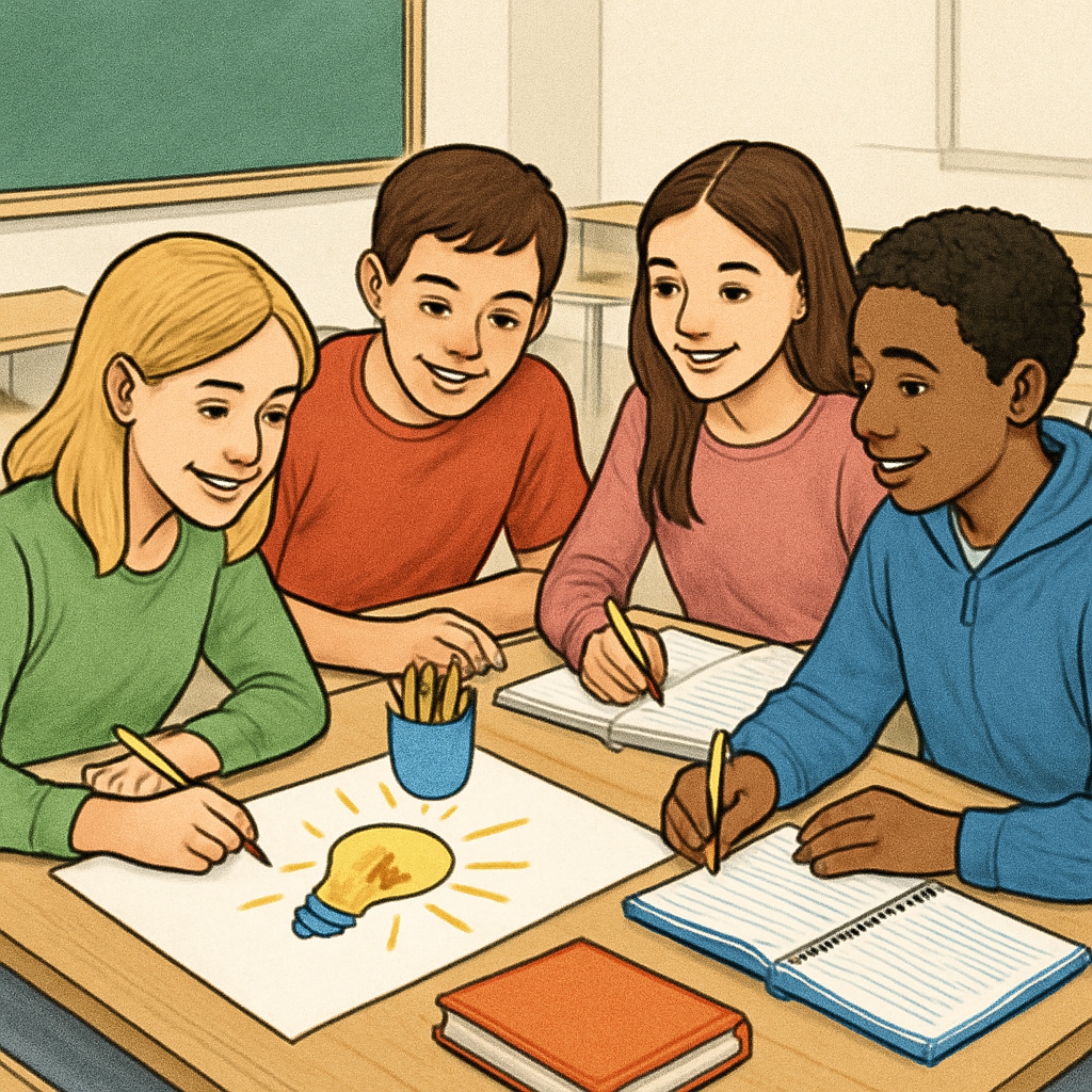 Teens engaging in creative activities related to academic struggles and motivation