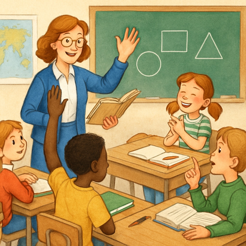 A teacher engaging students through interactive activities, demonstrating effective classroom engagement strategies. A teacher conducting an interactive activity with students, showing how active learning can improve engagement.