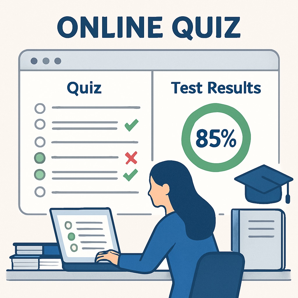 Online test resources showcasing quizzes and student progress tracking.