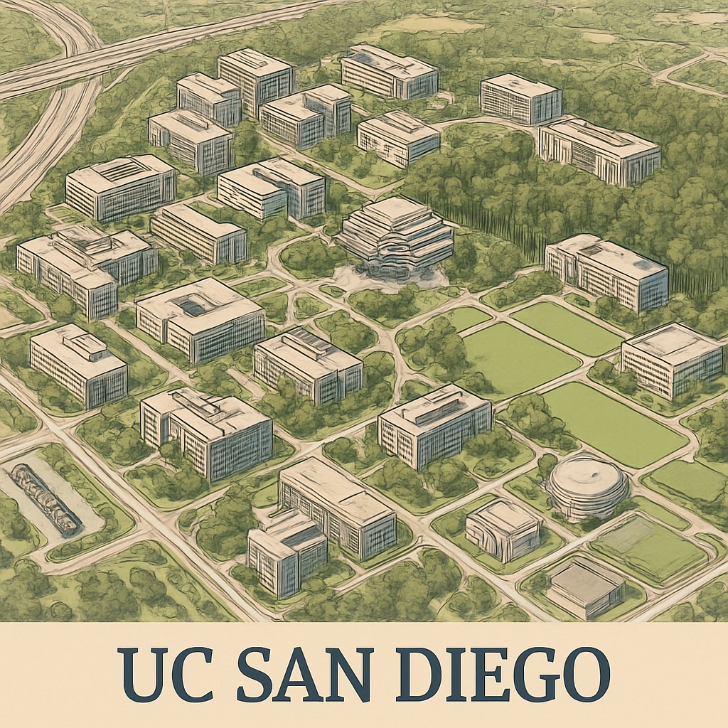 UC San Diego campus expansion, showcasing academic buildings and green spaces.