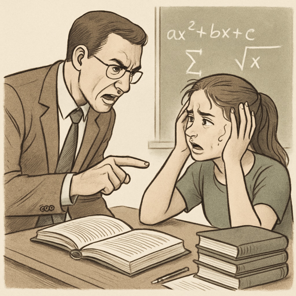 A dramatic scene from the movie A dramatic scene depicting rigorous education methods in