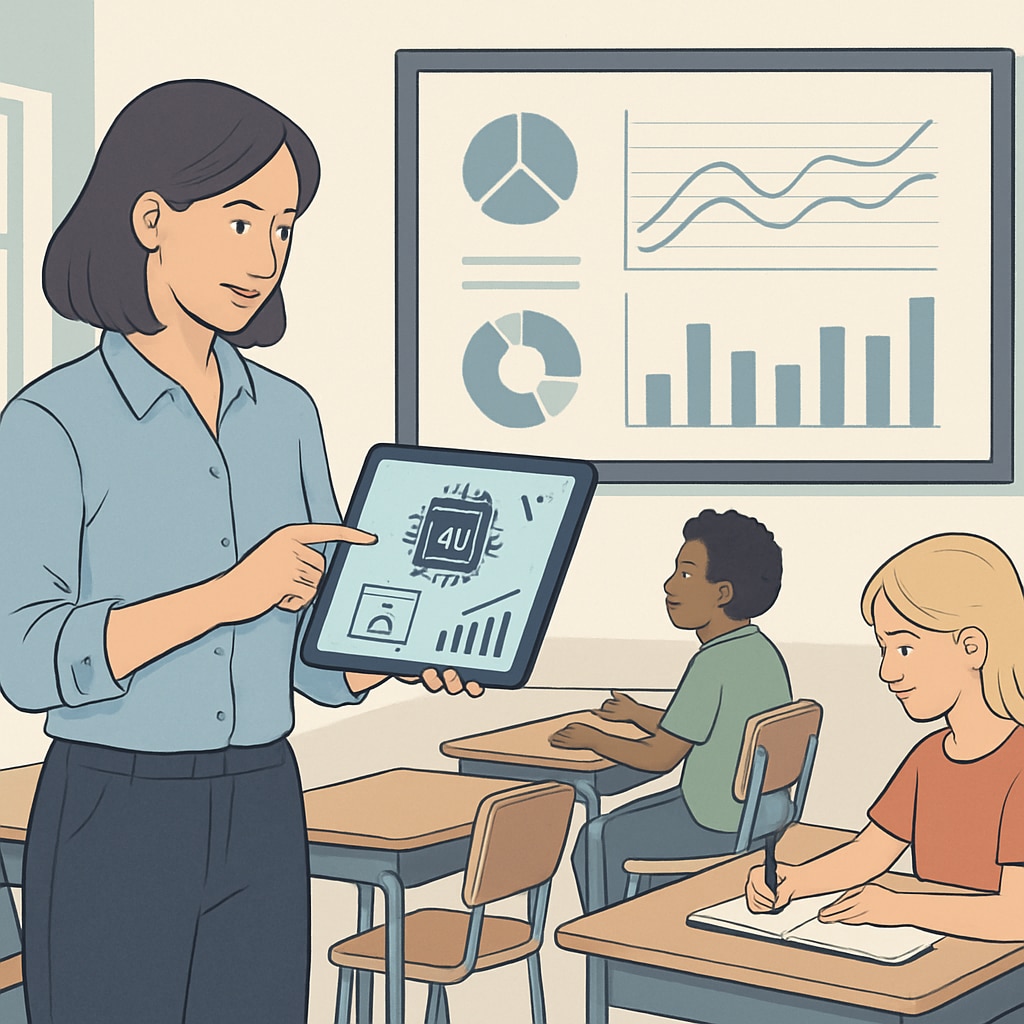 Teacher using AI tools in classroom education