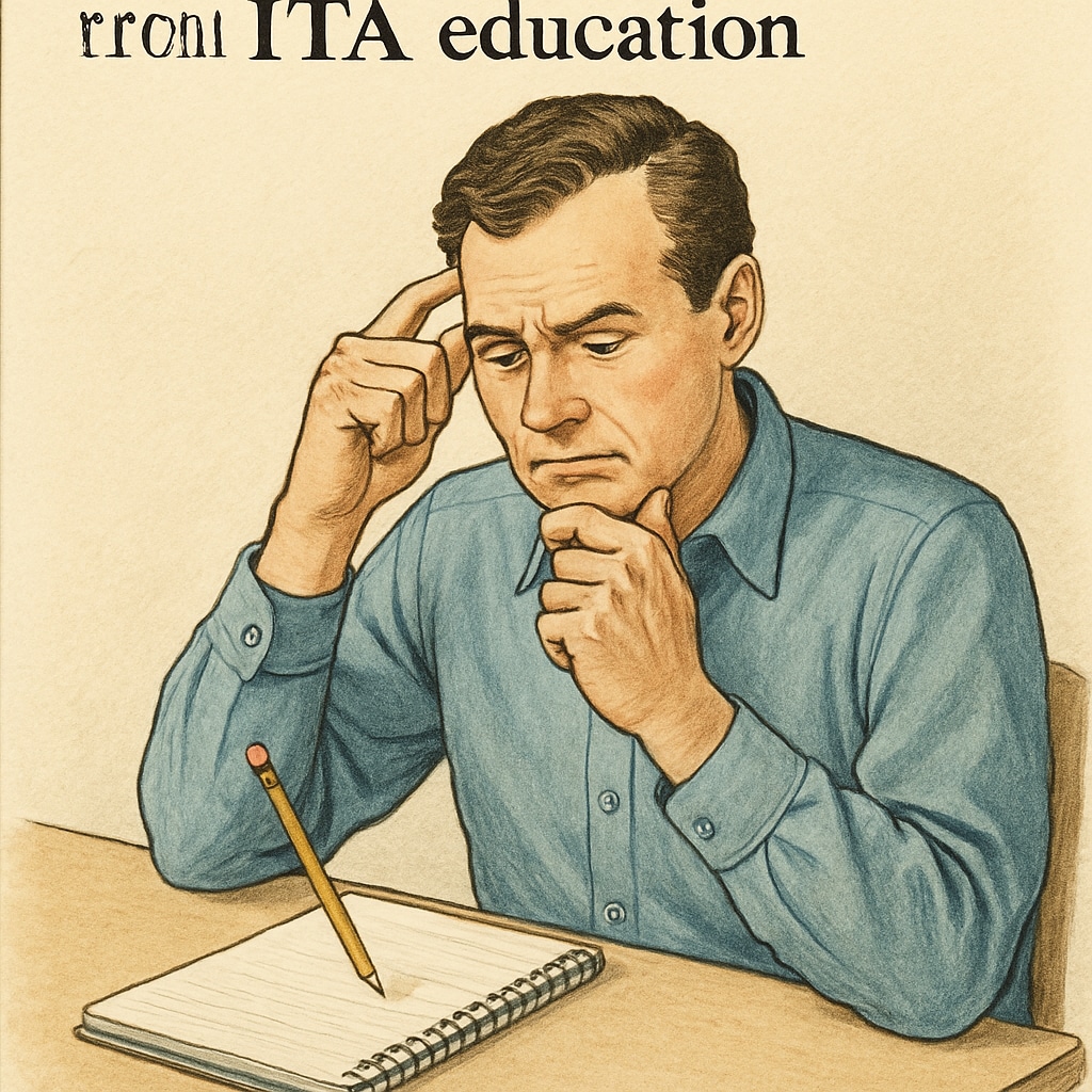 An adult reviewing spelling difficulties due to the Initial Teaching Alphabet.
