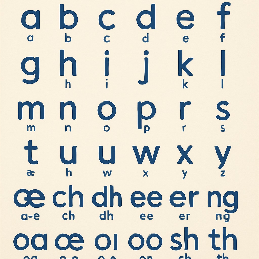 Initial Teaching Alphabet characters illustrating phonetic learning.