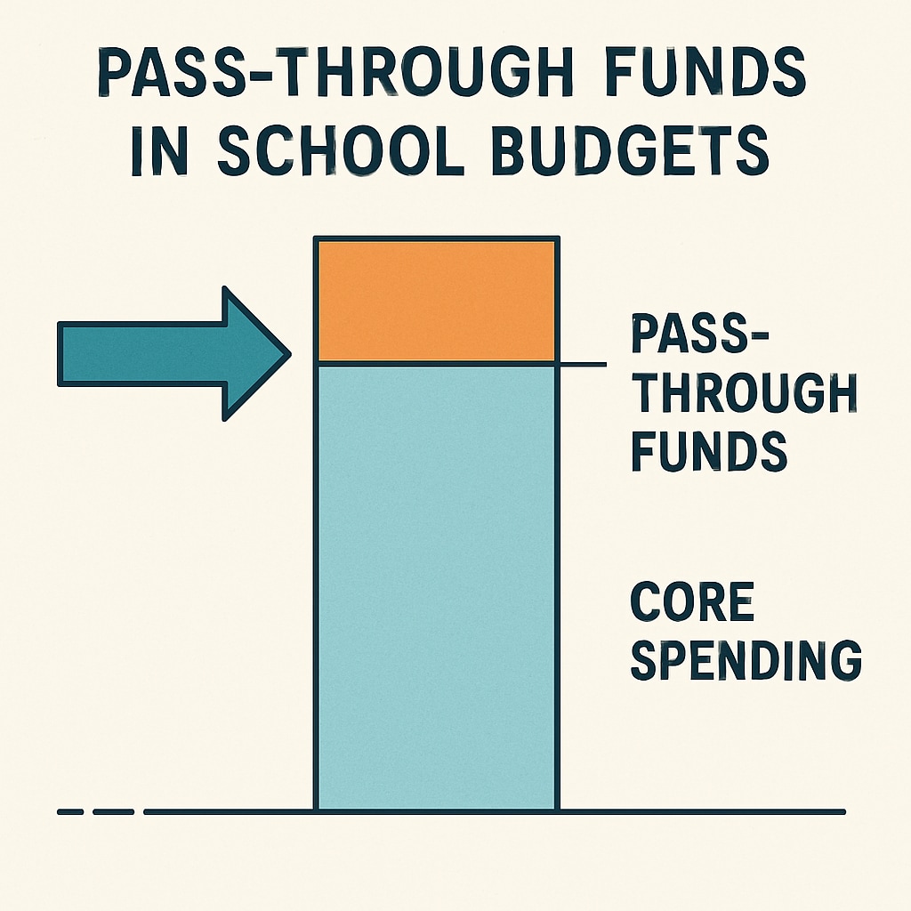 Financial chart showing pass-through funds in school budgets.