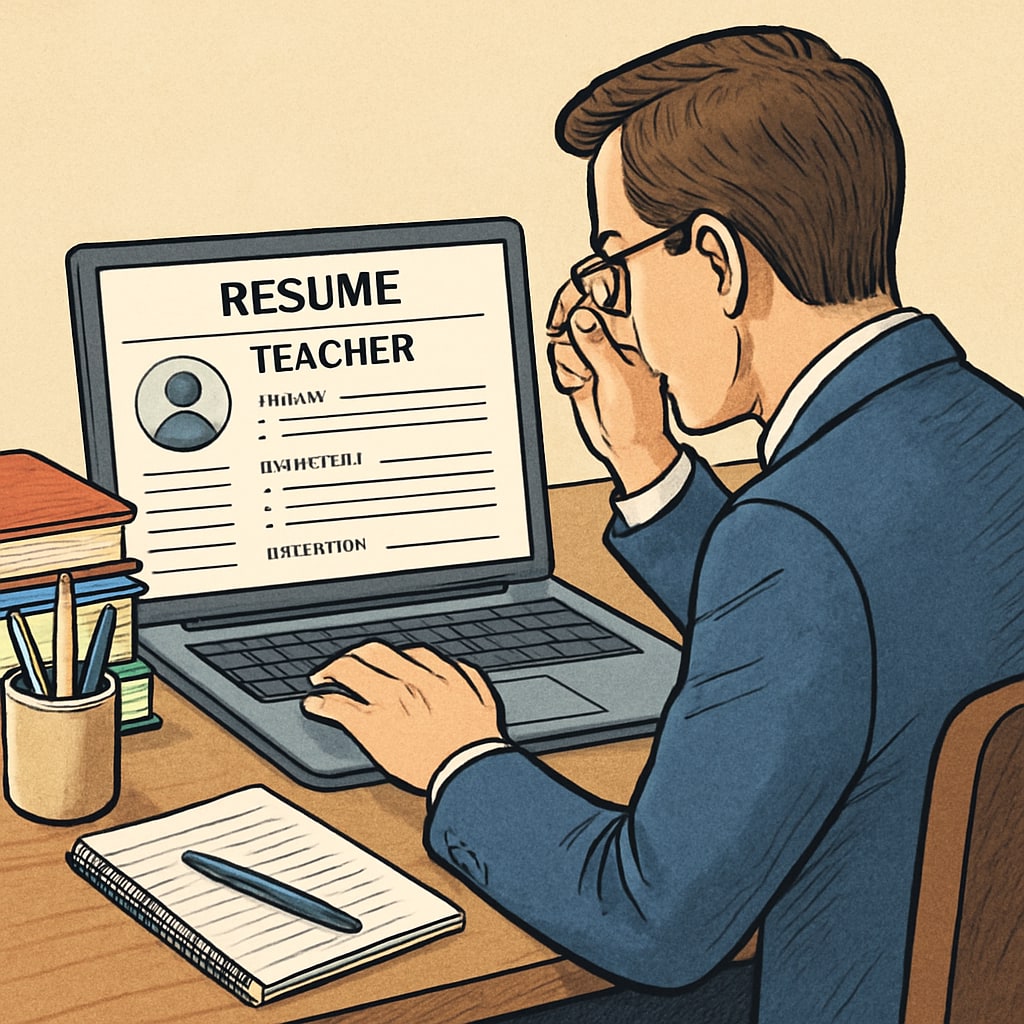 A professional resume consultant reviewing a teacher’s resume on a laptop, symbolizing expert guidance. A resume consultant providing professional help for Canadian K12 education resumes.