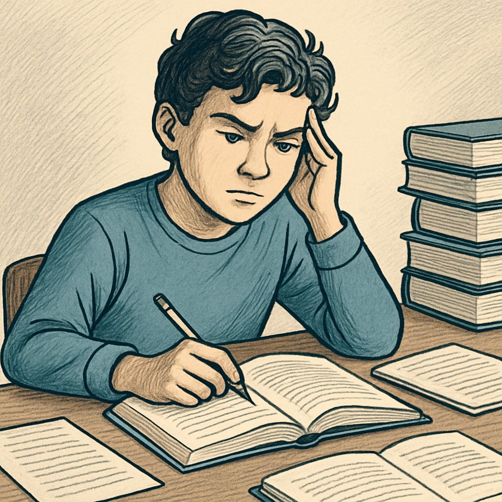 Student facing challenges with learning disabilities in the classroom.