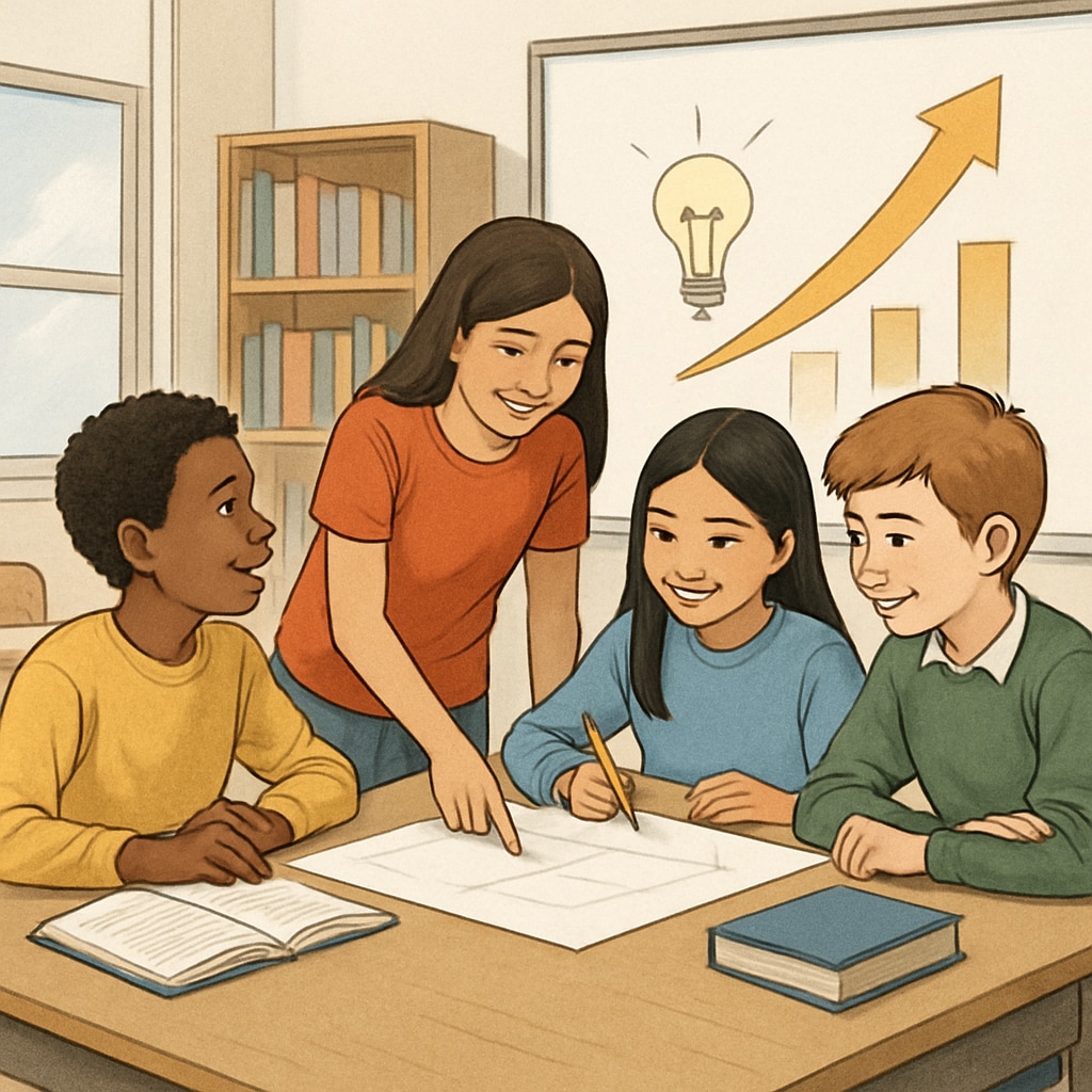 A diverse group of students collaborating in a classroom, symbolizing teamwork and potential. Students working together, representing diverse opportunities beyond a modified diploma.