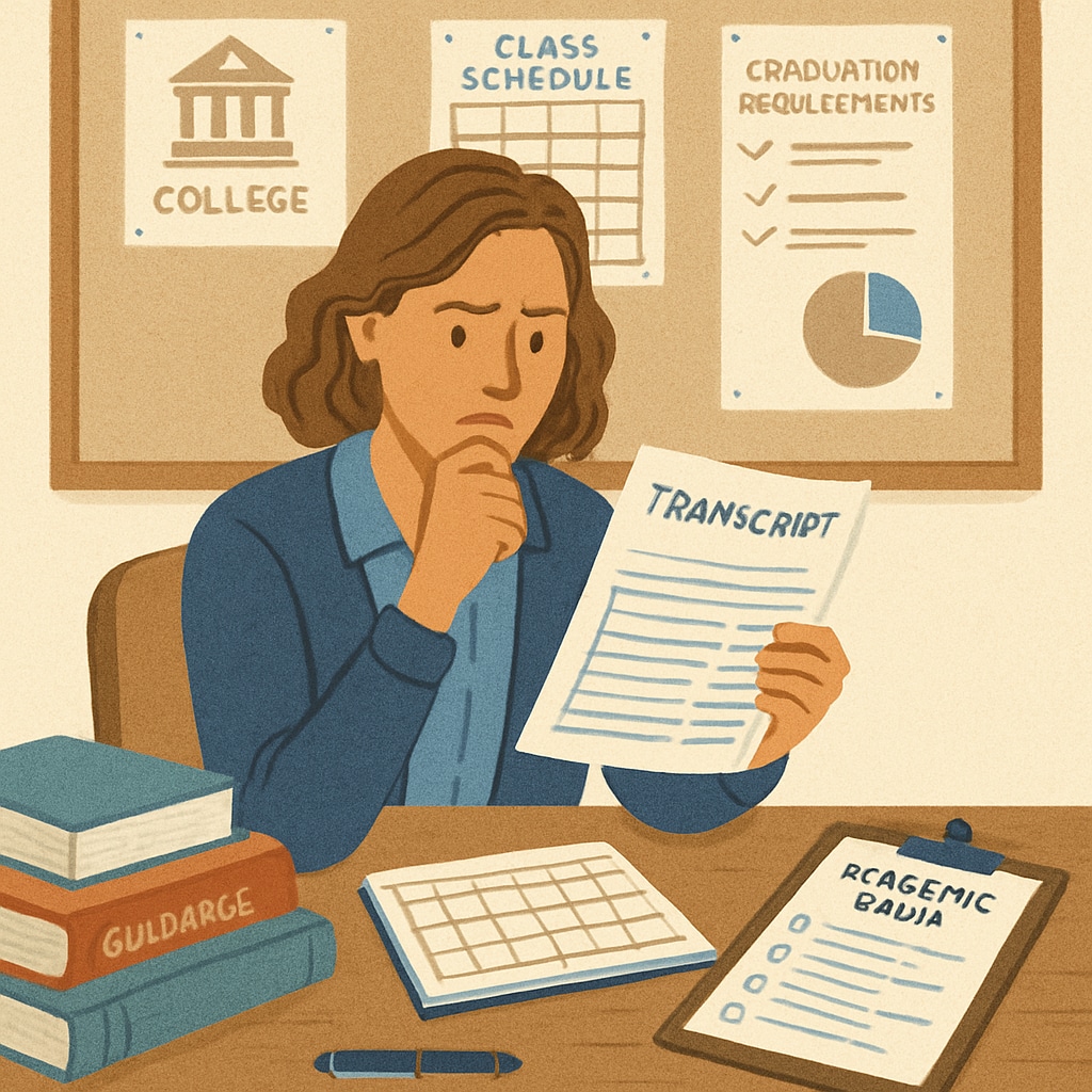 A counselor advising a student on whether to retake a course after receiving a low grade.
