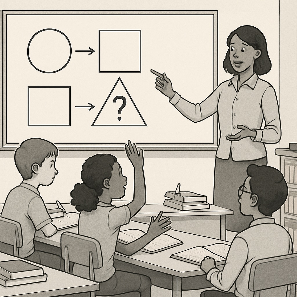 Philosophy teacher conducting a critical thinking workshop for students.