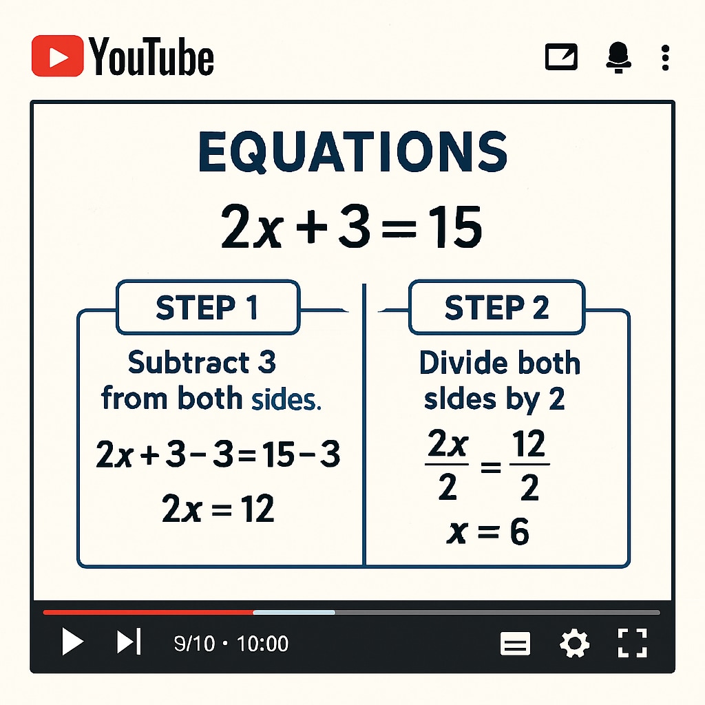 YouTube math tutorial explaining algebra concepts, emphasizing accessible learning.