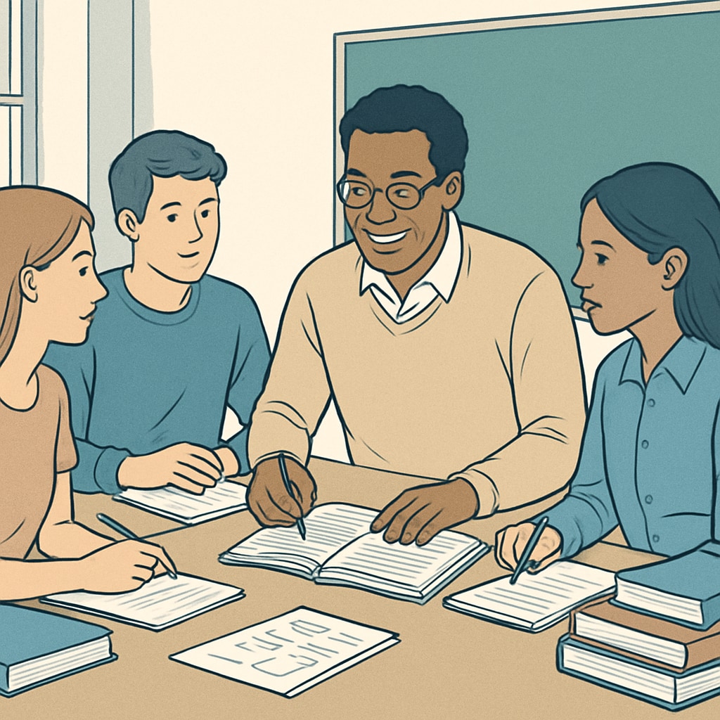 A tutoring session at a higher education institution highlighting academic support.