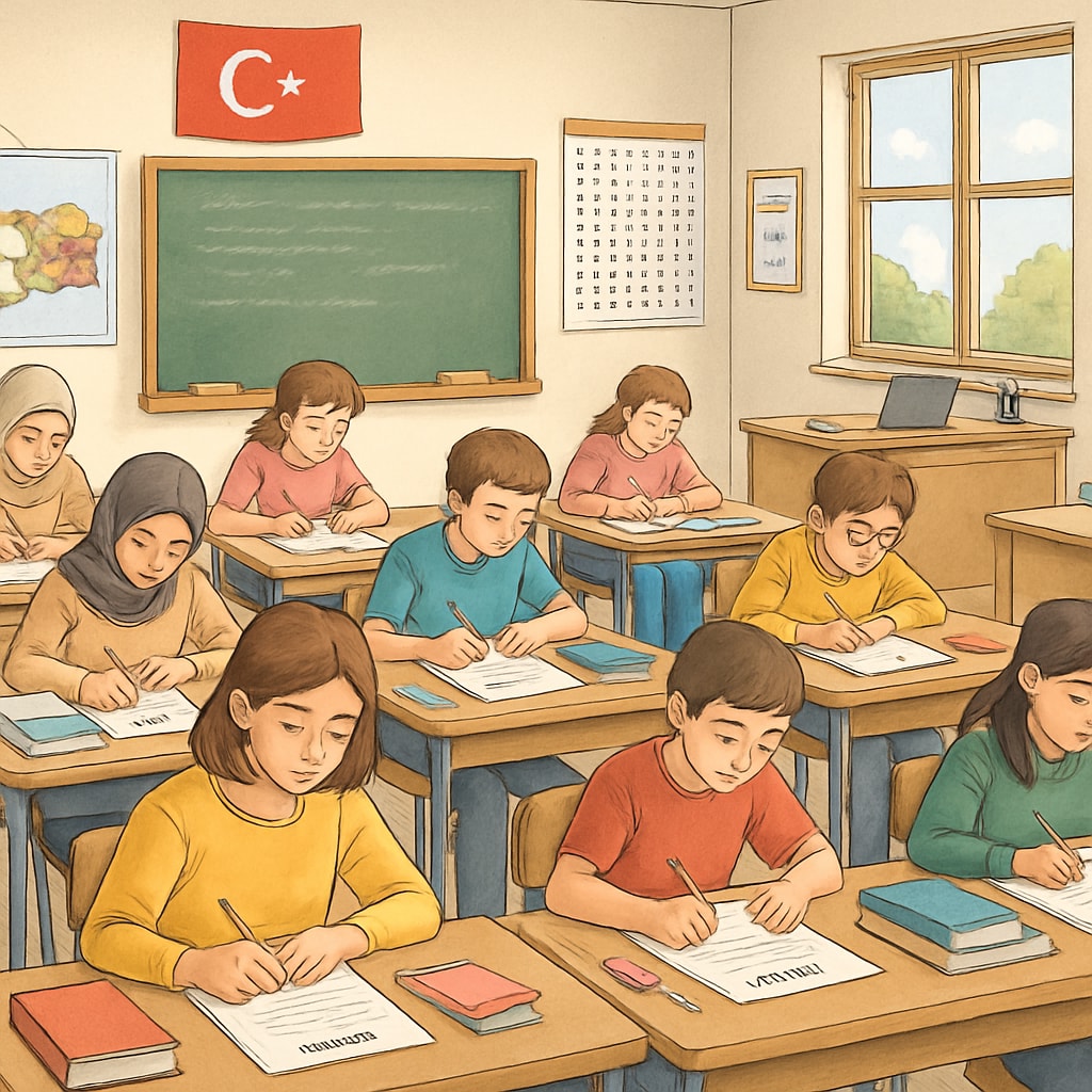 A classroom in Turkey where students are preparing for standardized exams. Exam preparation in Turkey’s centralized education system