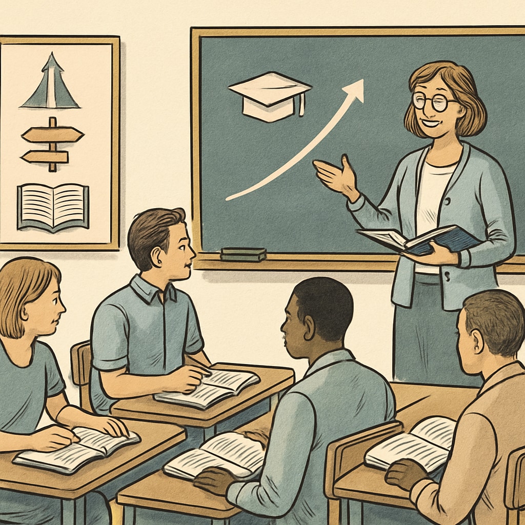 An adult classroom setting with students and a teacher, symbolizing accessible education pathways. An adult classroom with students and a teacher, representing accessible education pathways in the UK.