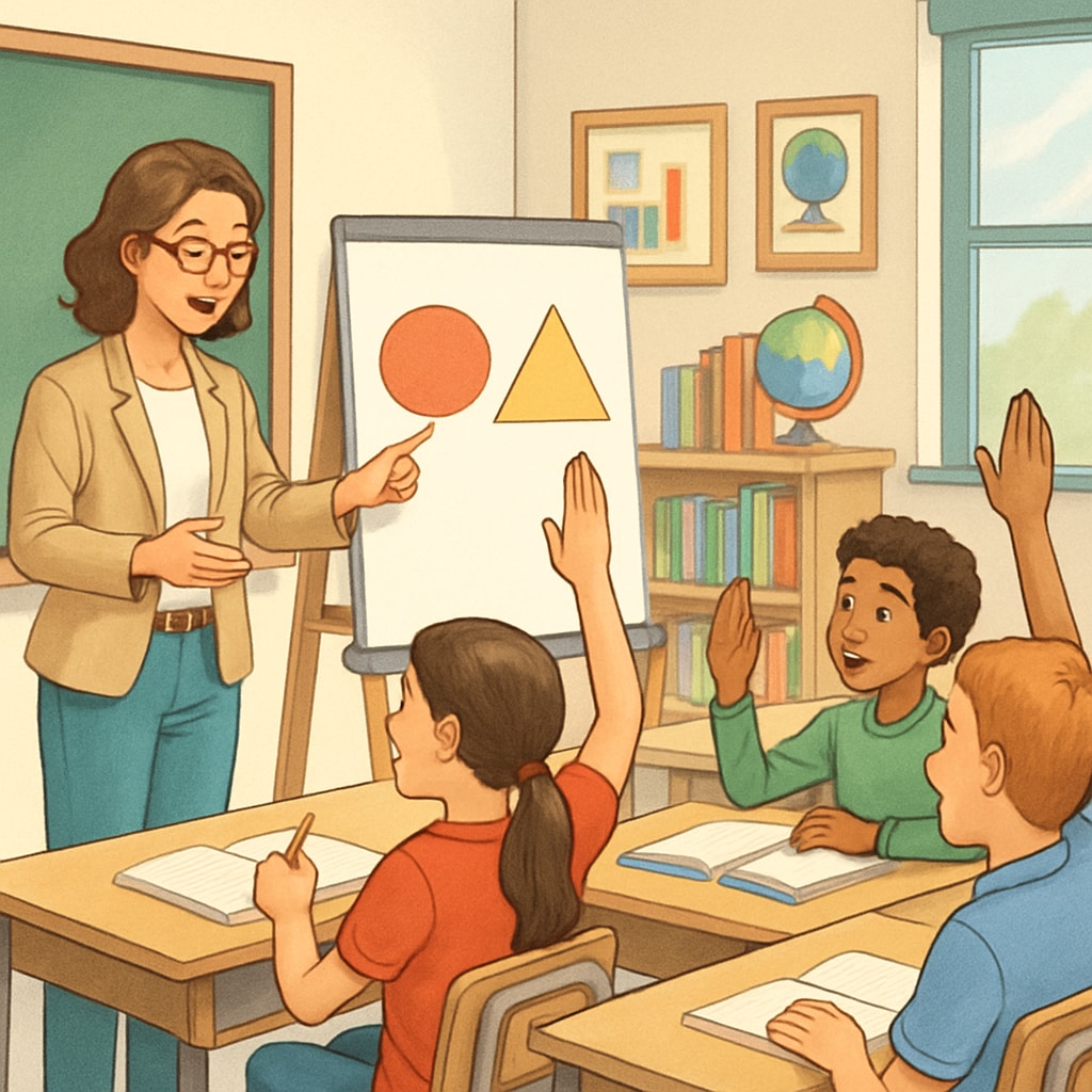 A classroom with a teacher engaging students in an interactive activity, highlighting the importance of creating engaging learning environments. Teacher engaging students, emphasizing interactive learning for teens.