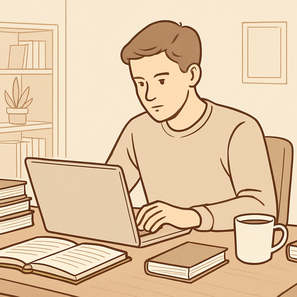 A student studying online, exploring adult education courses to transition to a standard diploma. Student using a laptop to research adult education for transitioning from a corrective diploma.