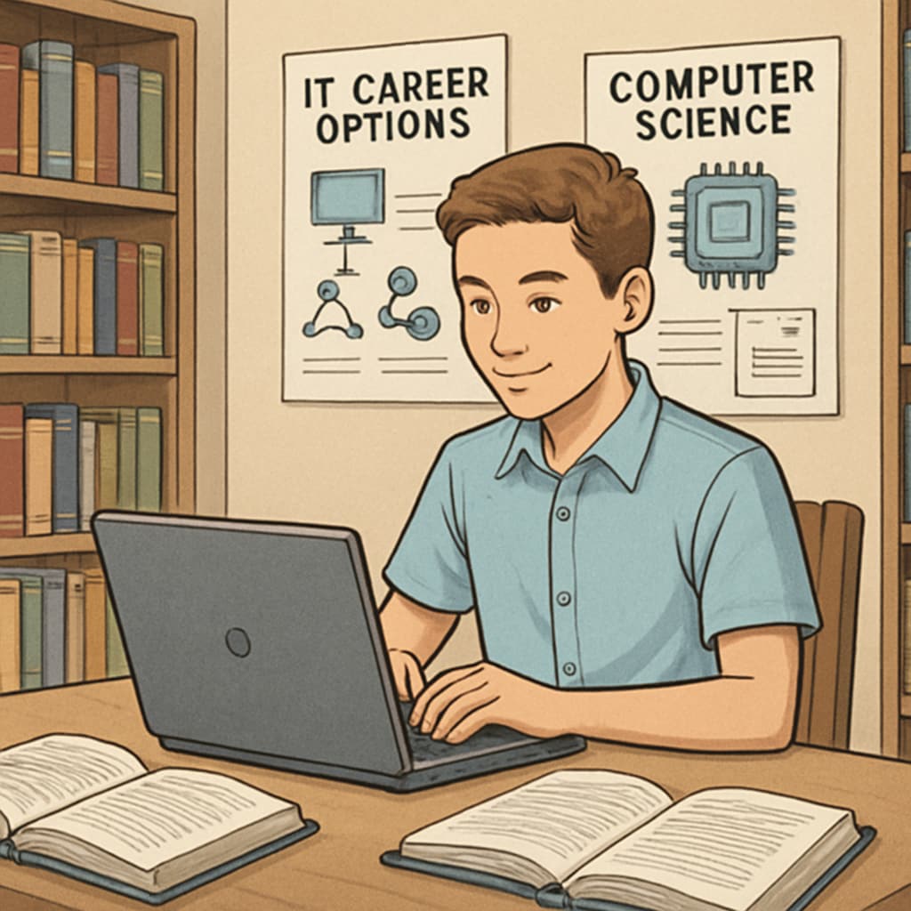 High school student exploring IT career options for university major selection.