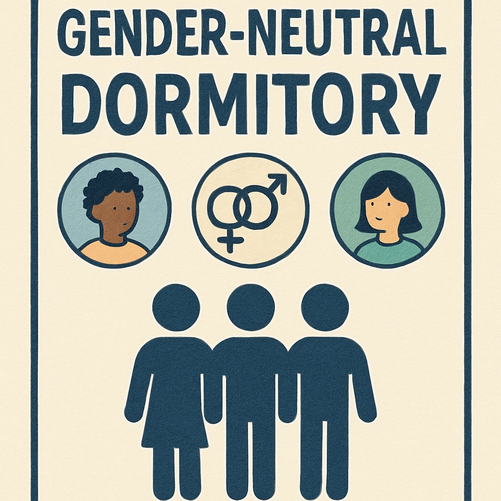 Gender-neutral dormitory sign representing inclusivity for transgender students.