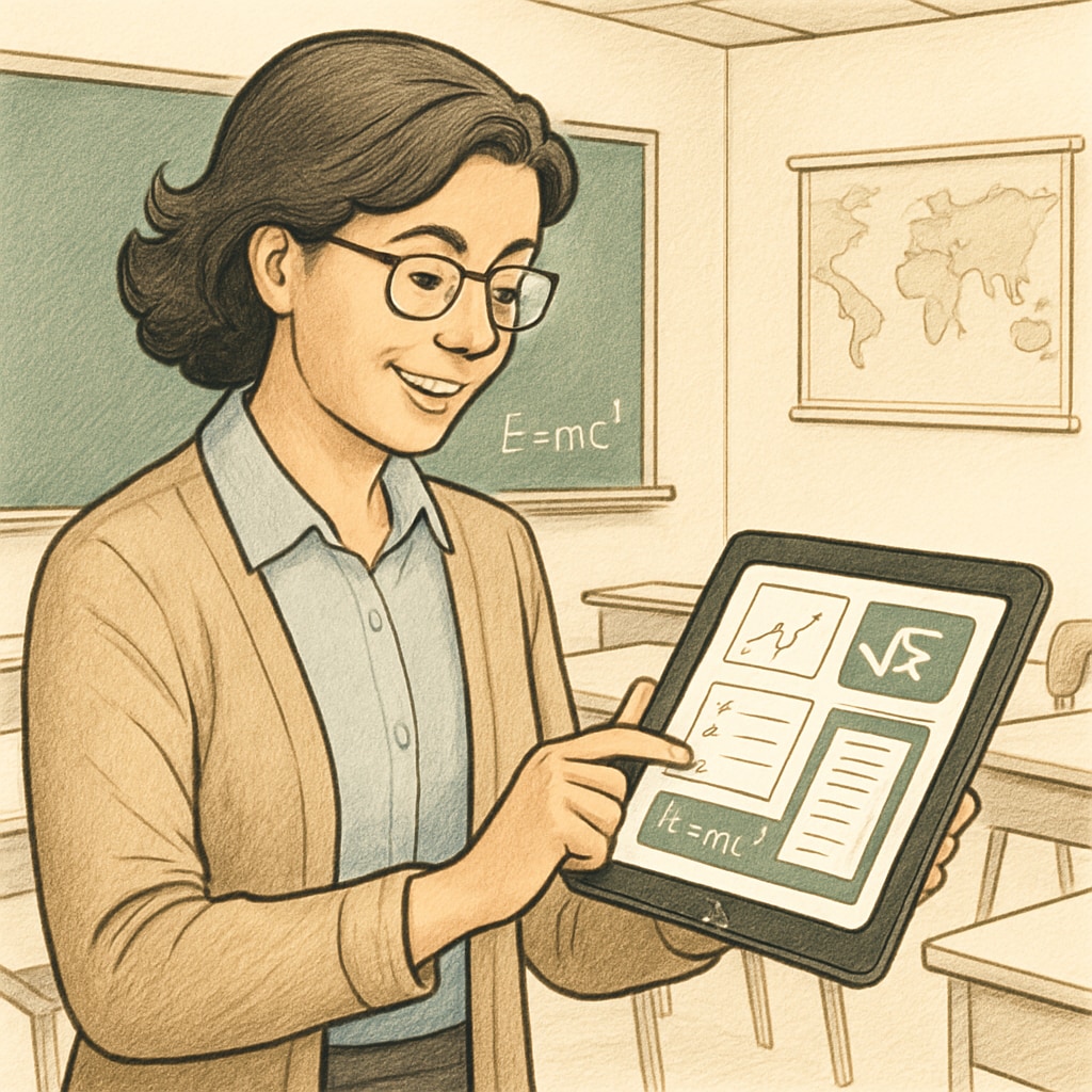 A teacher utilizing EdChanger Pro on a tablet in a classroom.