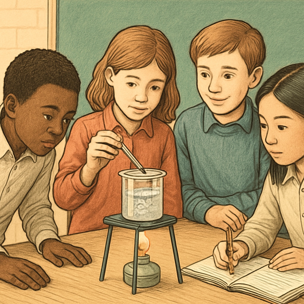 Students engaged in a science experiment, symbolizing the development of critical thinking skills. Students conducting a science experiment, illustrating critical thinking development.