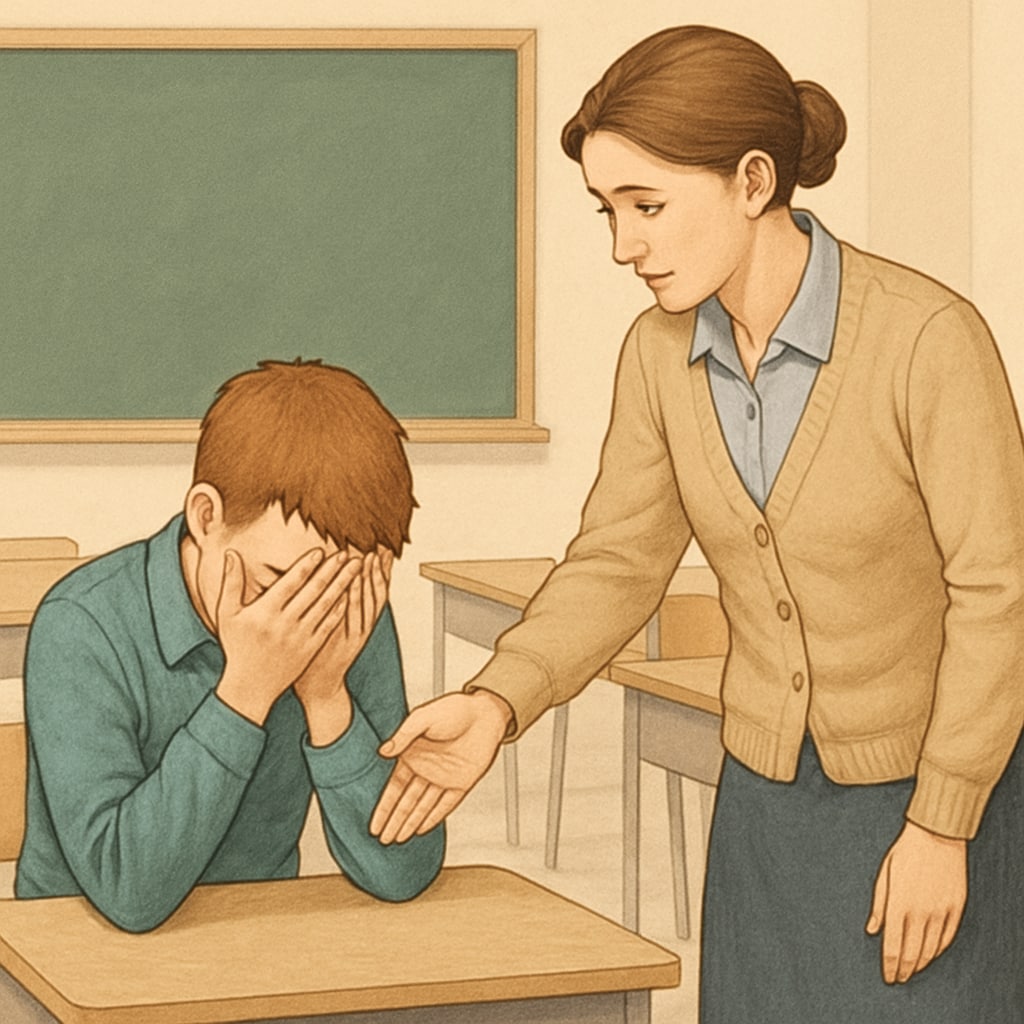 A teacher showing compassion while addressing a student's struggles in education.