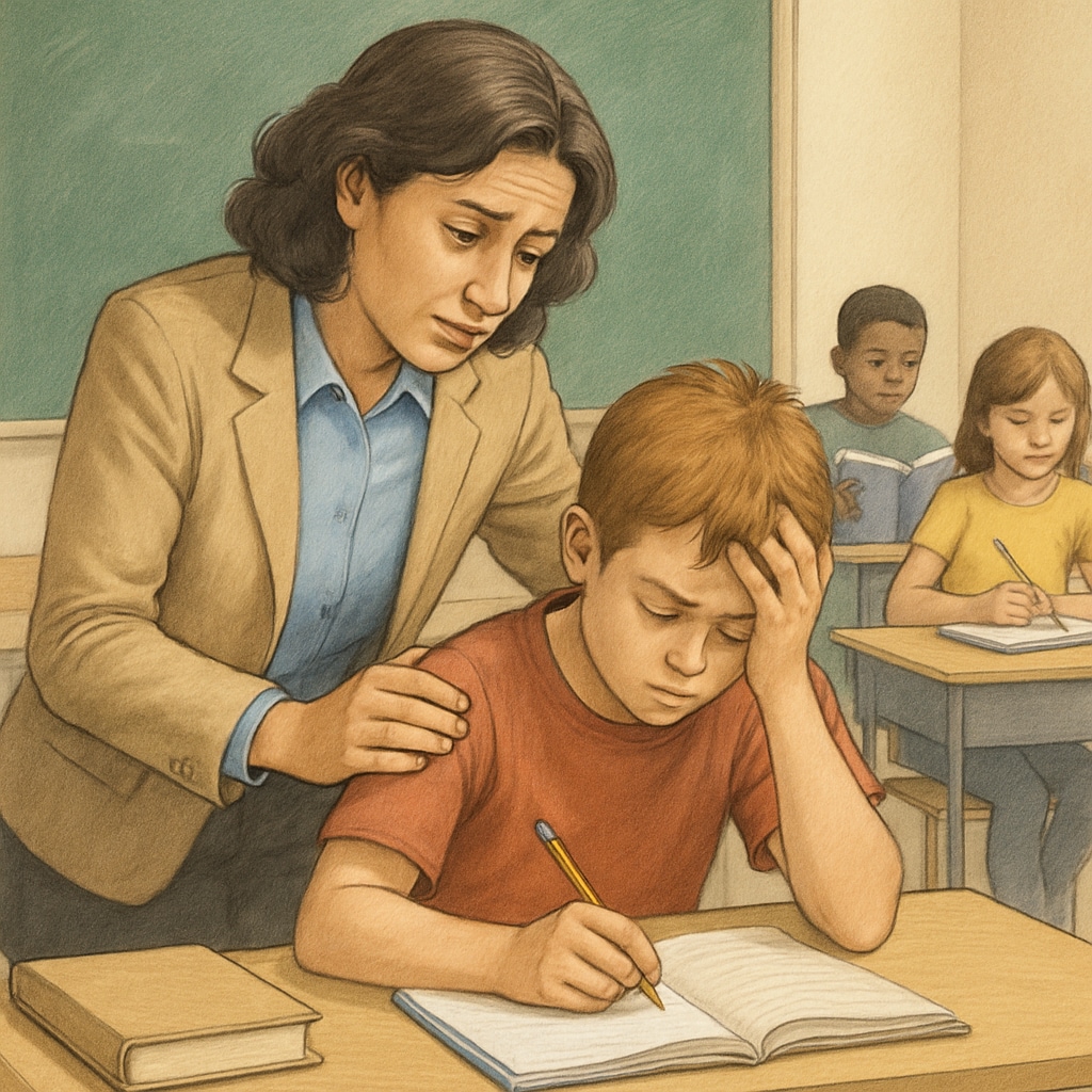 Teacher encouraging a student while balancing rigor and compassion in K12 education