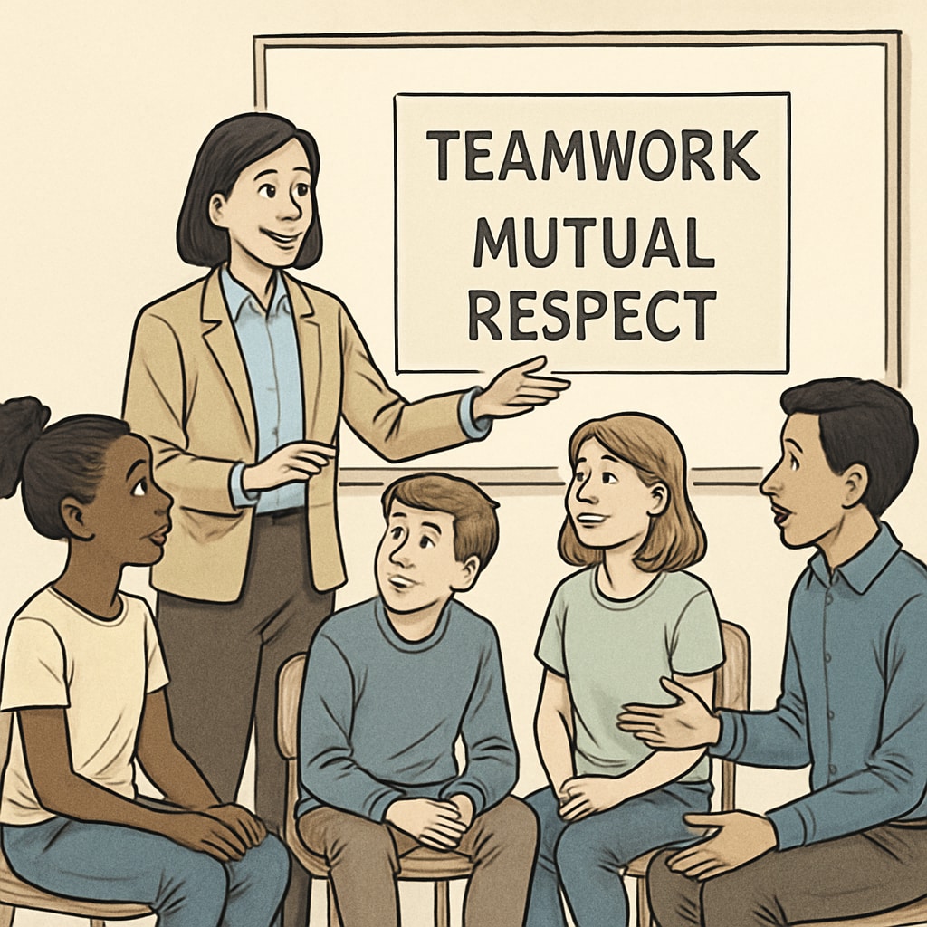 Educator leading a collaborative discussion that exemplifies balanced teaching methods