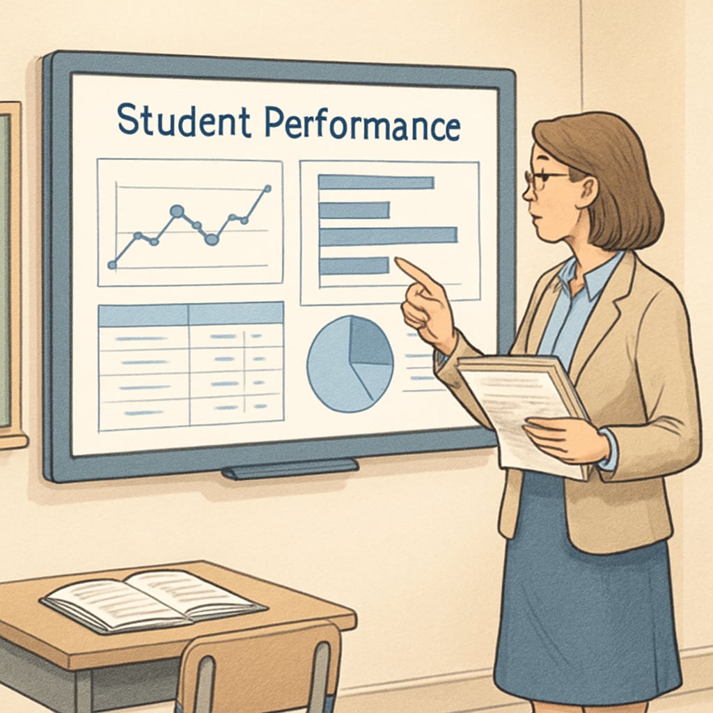 A teacher reviewing real-time student engagement data on a digital tool.