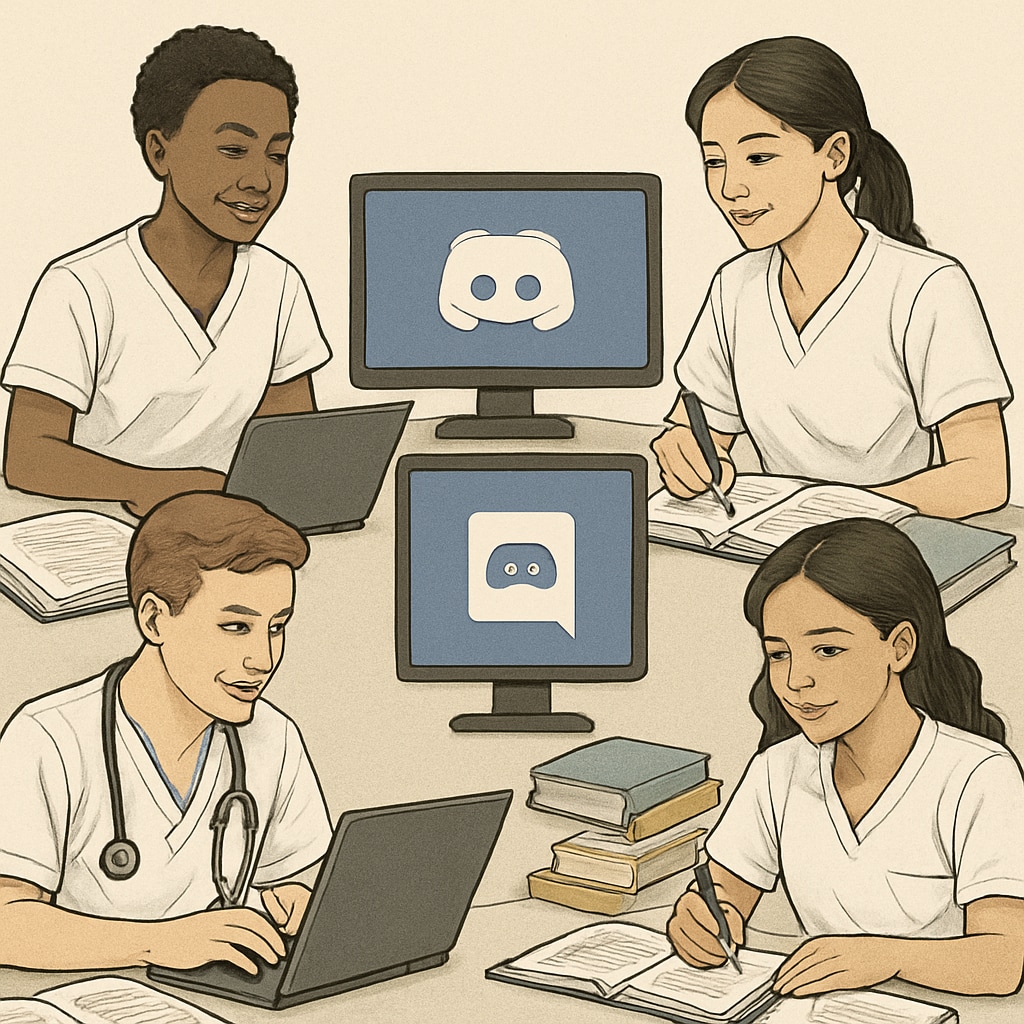 Nursing students discussing study notes online via Discord.