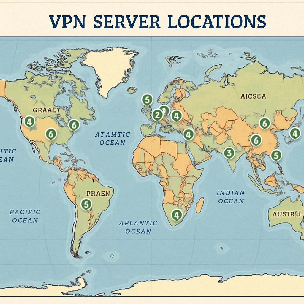 Global VPN server network map.