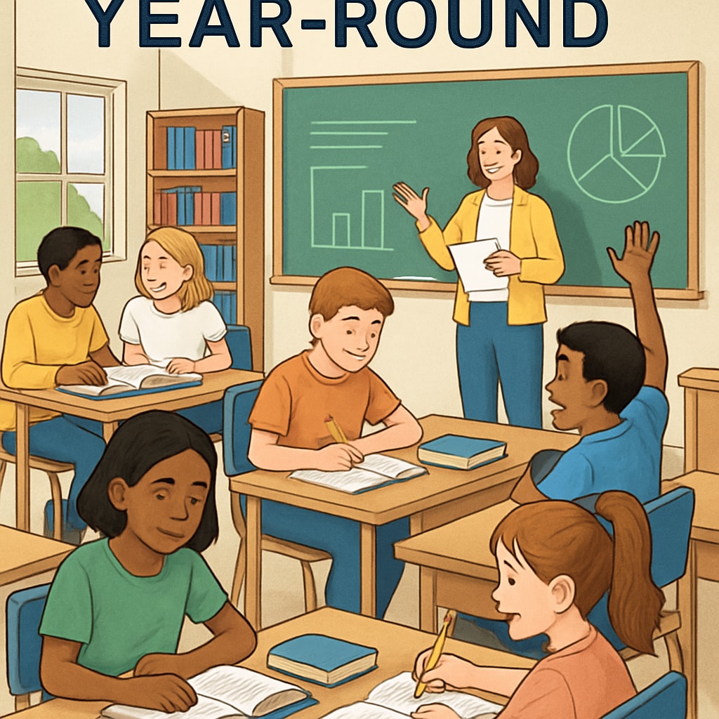 Year-round schooling classroom with engaged students