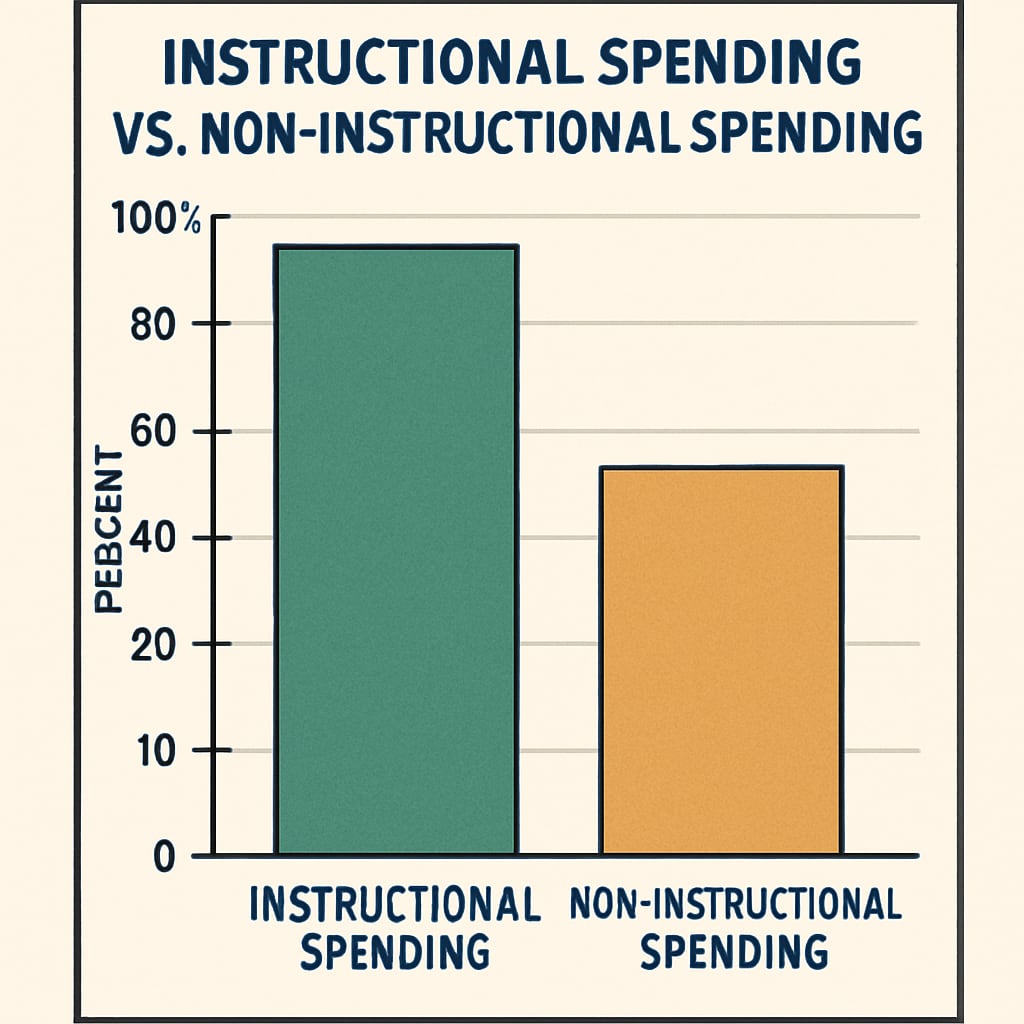 Comparison chart of instructional and non-instructional spending in public schools.