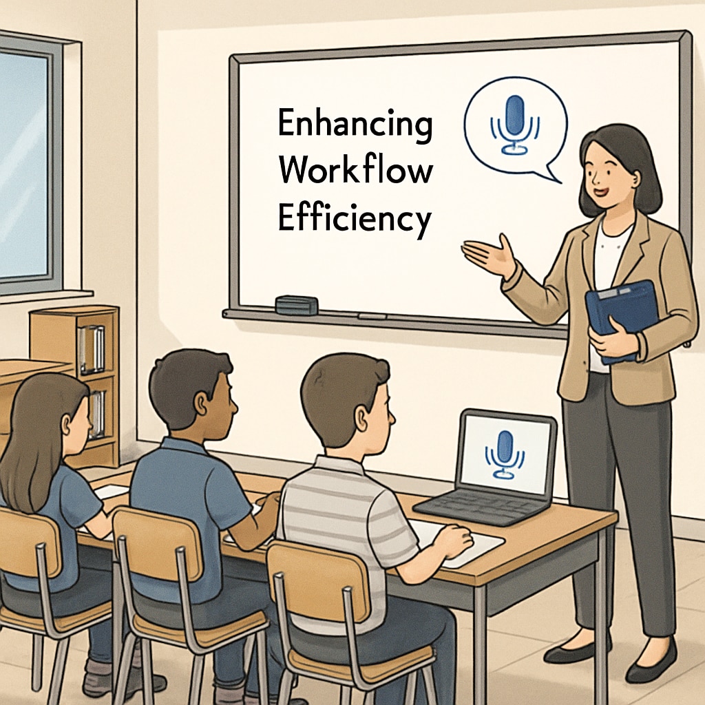 Classroom with teacher utilizing speech recognition for communication