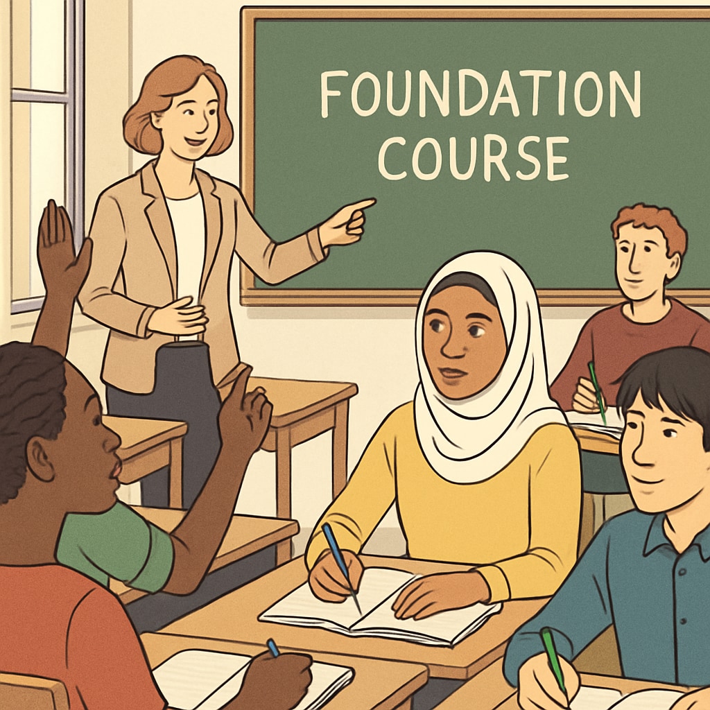 Students attending an international foundation course.