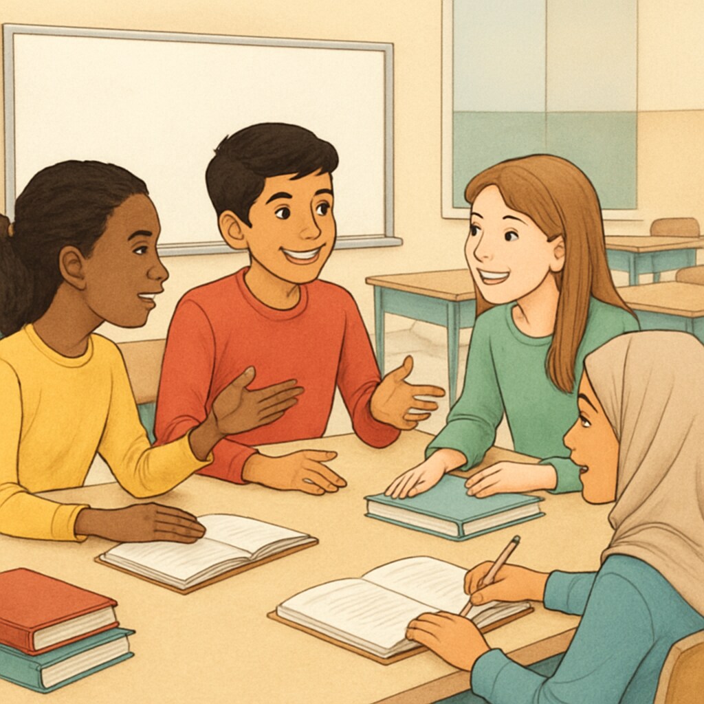 Students discussing diverse topics in a classroom setting, highlighting wokeness in schools.