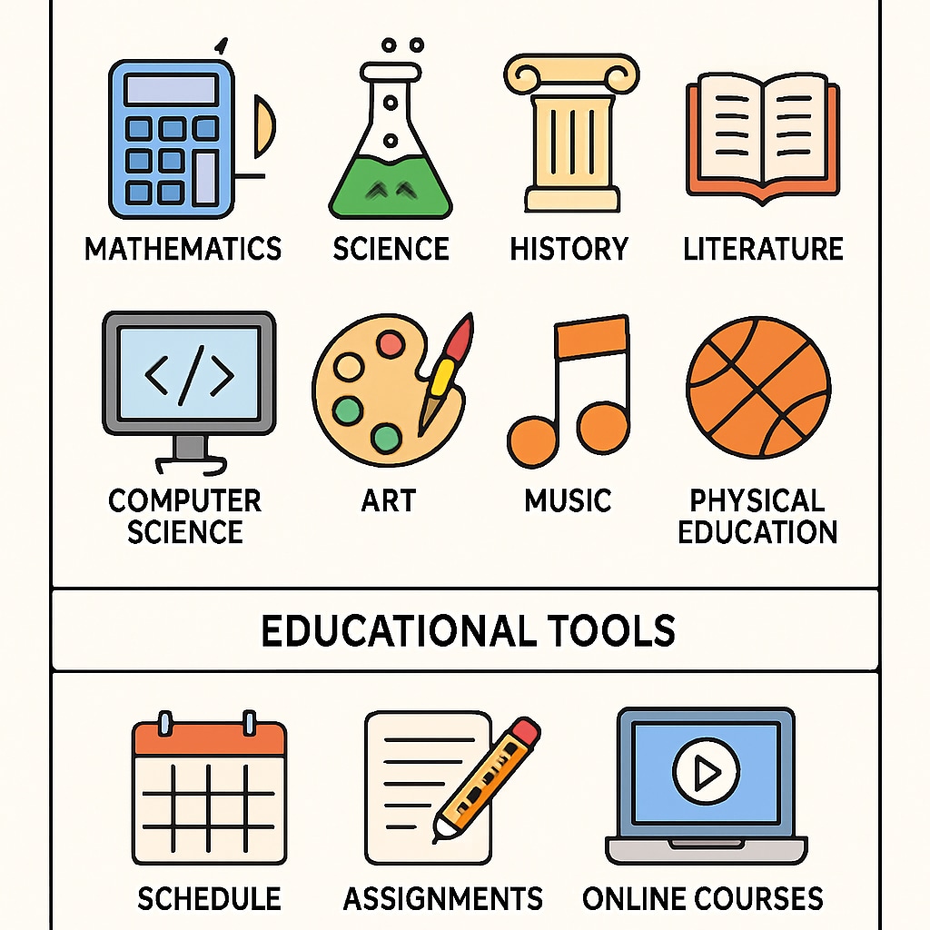 An online platform interface showing educational courses and categories, representing the variety of external learning tools available to students. Online platform with educational resources for high school students
