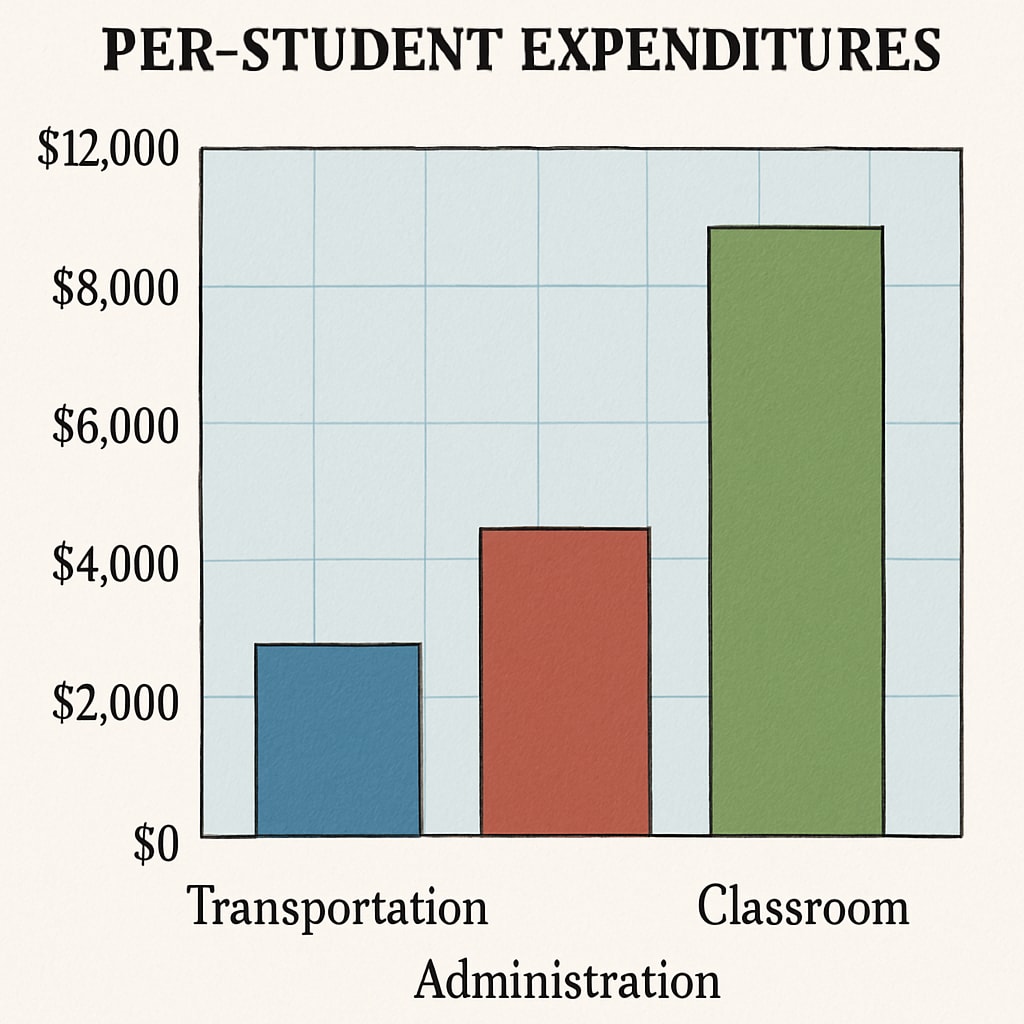 Bar chart highlighting the distribution of per-student expenditure across different budget categories.