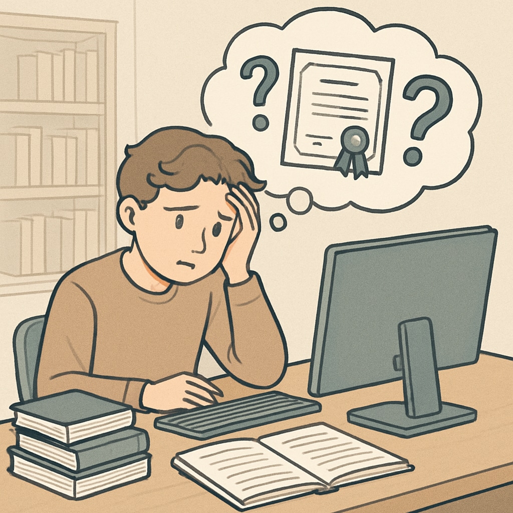 A stressed student sitting in front of their computer, doubting their academic future due to an unfounded plagiarism accusation. Stressed student facing emotional consequences of false plagiarism accusations.