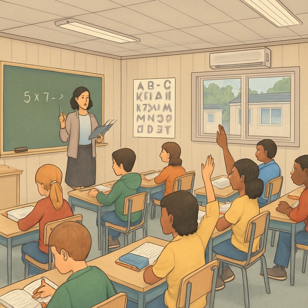 Temporary modular classroom during school renovations impacting students' experiences